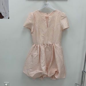 Peach Short sleeve balloon skirted dress